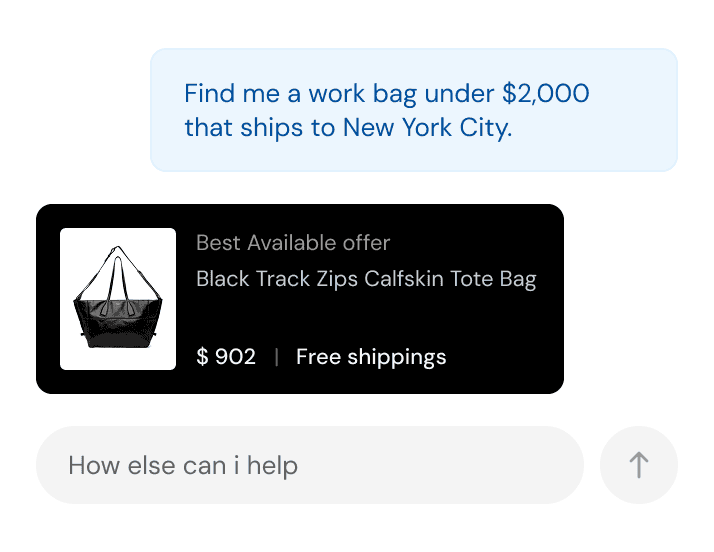 An agent answering a shopping request with the best available offer