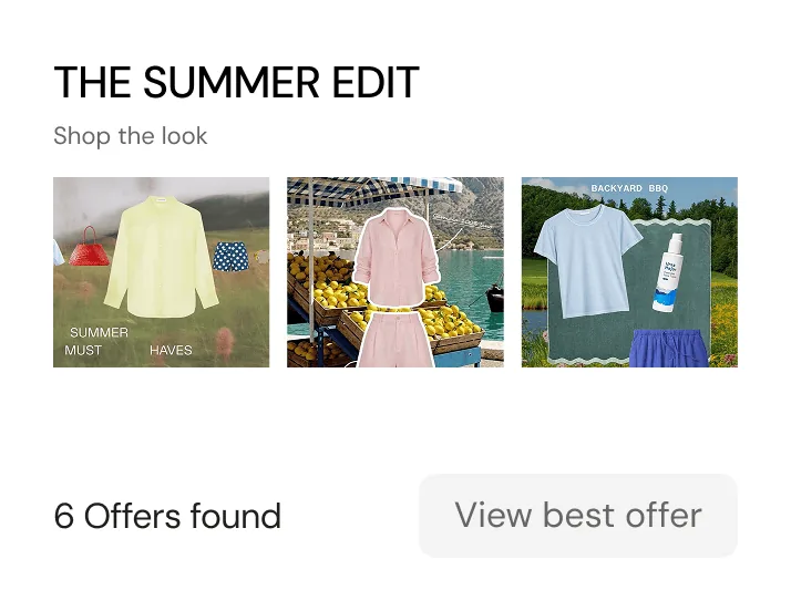 A shopping edit with the offers found for its products